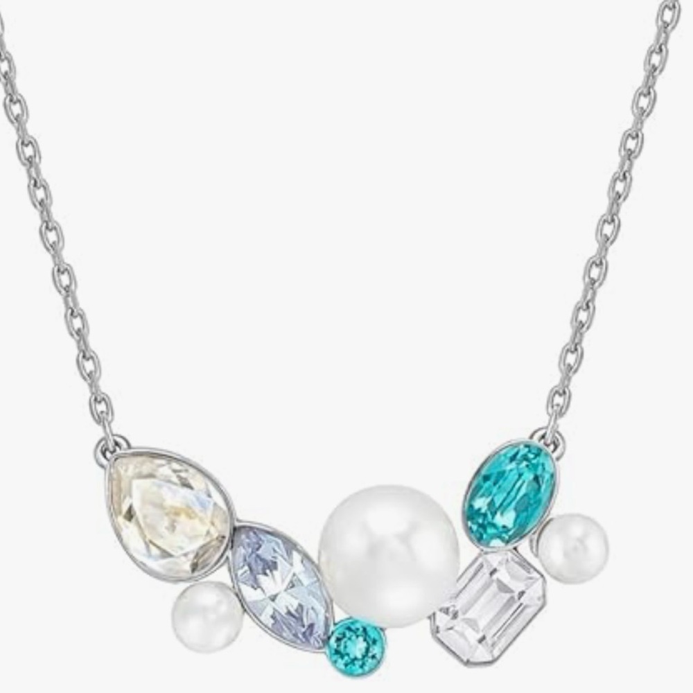 Authentic Swarovski EXTRA necklace BNIB lovely colors NWT swan logo rhodium $125